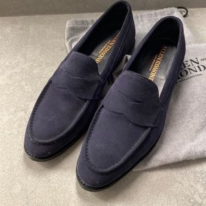 Allen Edmonds 11.5 D blue suede loafers
